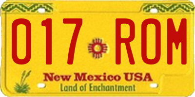 NM license plate 017ROM