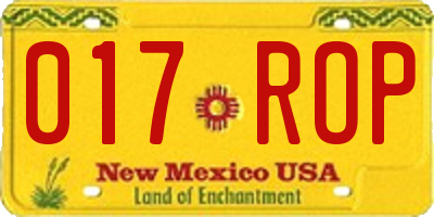 NM license plate 017ROP