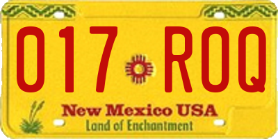 NM license plate 017ROQ