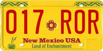 NM license plate 017ROR