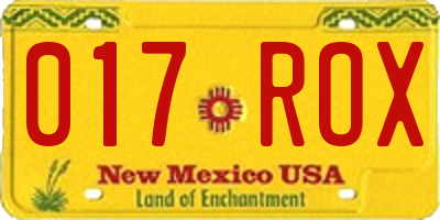 NM license plate 017ROX