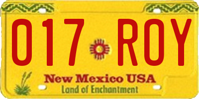 NM license plate 017ROY