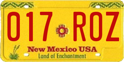 NM license plate 017ROZ