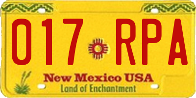 NM license plate 017RPA