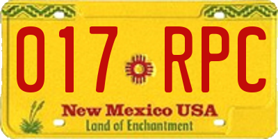 NM license plate 017RPC