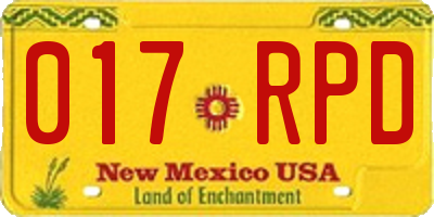 NM license plate 017RPD
