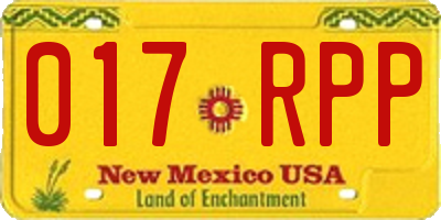 NM license plate 017RPP