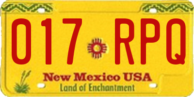 NM license plate 017RPQ