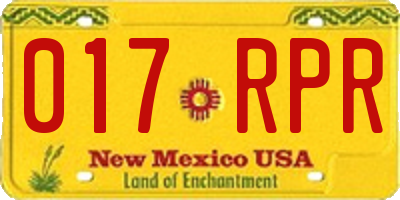 NM license plate 017RPR