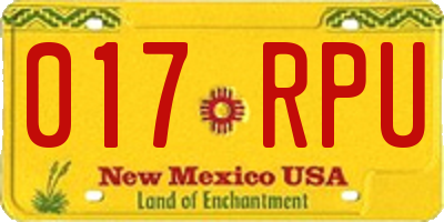 NM license plate 017RPU