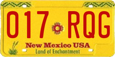 NM license plate 017RQG