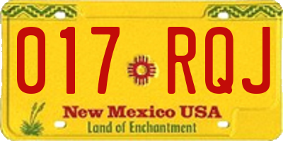NM license plate 017RQJ