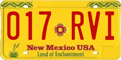 NM license plate 017RVI
