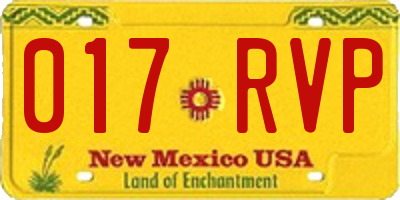 NM license plate 017RVP