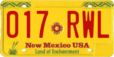 NM license plate 017RWL