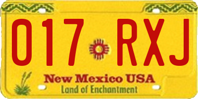 NM license plate 017RXJ