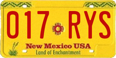 NM license plate 017RYS
