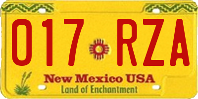 NM license plate 017RZA
