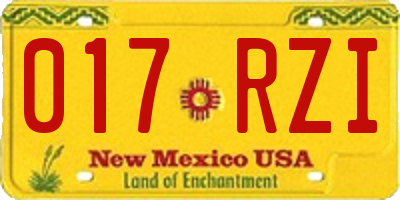 NM license plate 017RZI
