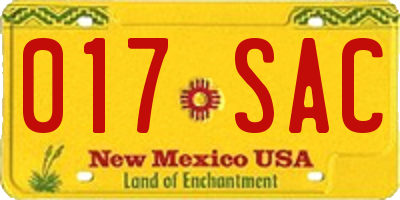 NM license plate 017SAC