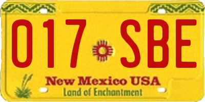 NM license plate 017SBE