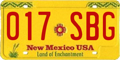 NM license plate 017SBG