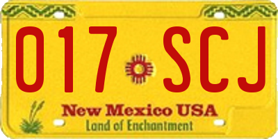 NM license plate 017SCJ