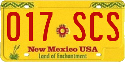 NM license plate 017SCS