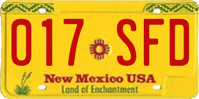 NM license plate 017SFD