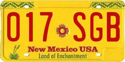 NM license plate 017SGB