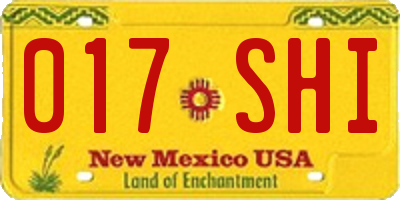NM license plate 017SHI