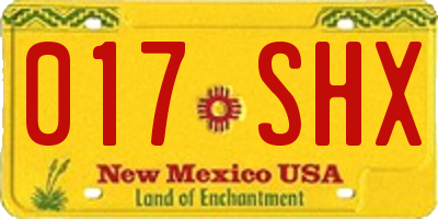 NM license plate 017SHX