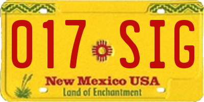 NM license plate 017SIG