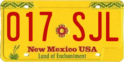 NM license plate 017SJL