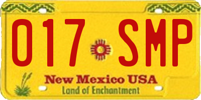 NM license plate 017SMP