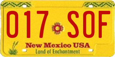 NM license plate 017SOF