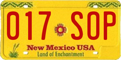 NM license plate 017SOP