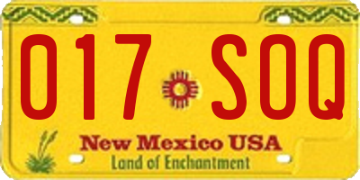 NM license plate 017SOQ