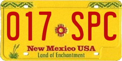 NM license plate 017SPC