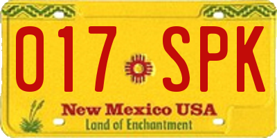 NM license plate 017SPK