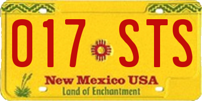 NM license plate 017STS