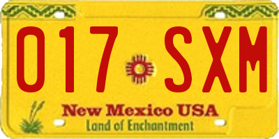 NM license plate 017SXM