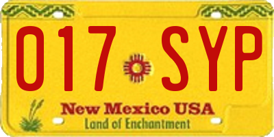 NM license plate 017SYP