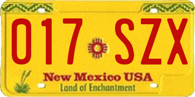 NM license plate 017SZX