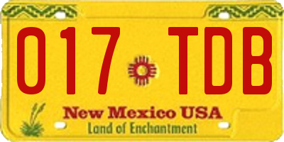 NM license plate 017TDB