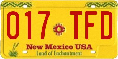NM license plate 017TFD