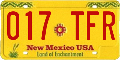 NM license plate 017TFR