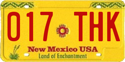 NM license plate 017THK