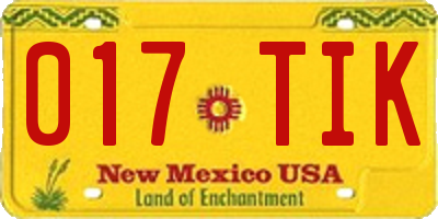 NM license plate 017TIK