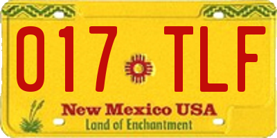 NM license plate 017TLF